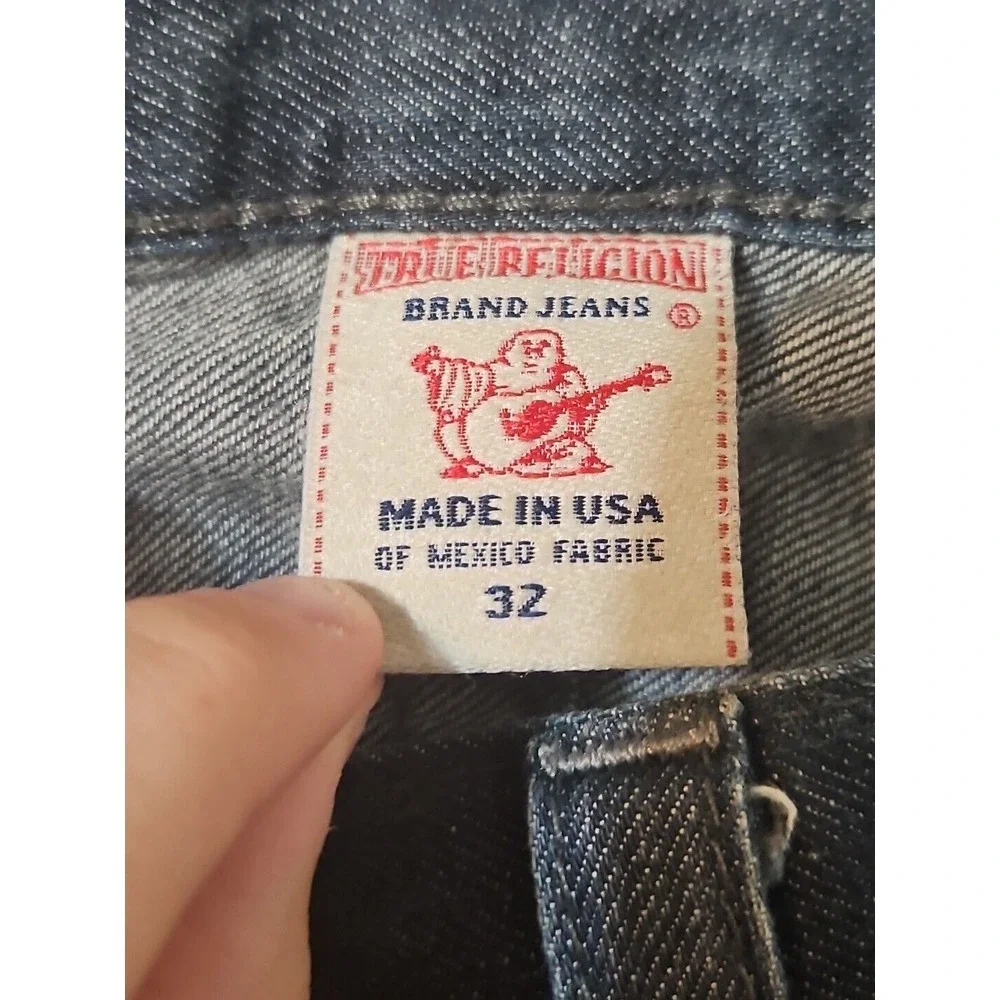True Religion‎ Jeans Mens 32 x 33 Skinny Dark Wash Faded Distressed